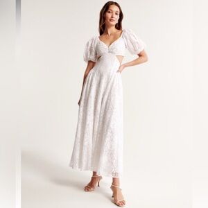 Abercrombie & Fitch White Lace Midi Dress